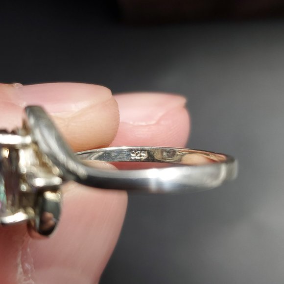 Size 8 Sterling Silver Mystic Oval Topaz And CZ Ring - Picture 5 of 8